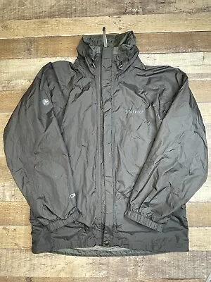 Marmot Men M Precip Jacket Rain Windbreaker Zip Black Lightweight Hood Tag S • $27.99