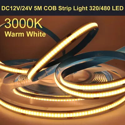 COB LED Strips Light Flexible Tape Lights Home DIY Lighting Warm Cool White 5V • $9.02