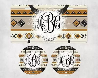 Southwestern Monogram Car Accessories - Personalized Coasters License Plate • $19.95