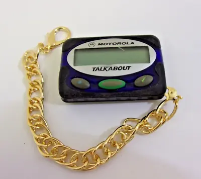 Vintage  Motorola Pager TALKABOUT W Gold Chain Clear Dark Blue Case • $19.01