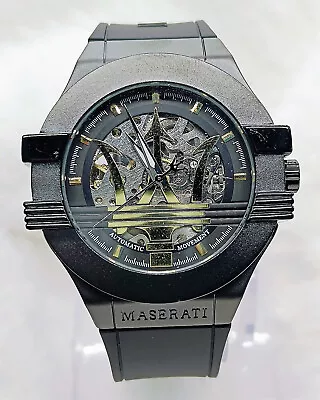 Rare MASERATI  Potenza Automatic Black Dial Silicon Band Analog Men Wrist Watch • $64.99