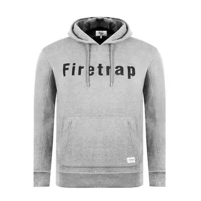 Men's Hoodie Firetrap Graphic Overhead Pullover In Grey • £21.99