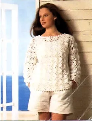 CROCHET PATTERN COPY Ladies Long Sleeve Summer  Sweater & Waistcoat 30-40  752 • £3.59