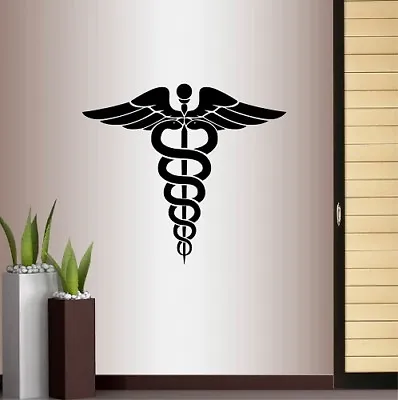 Vinyl Decal  Caduceus Medical Hippocratic Symbol Snake Doctors Office Decor 517 • $27.99