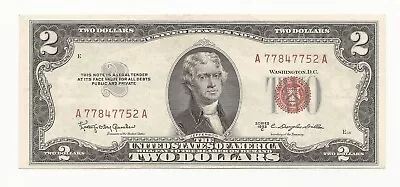 CRISP AU/CU 1953-C $2 Dollar Bill Red Seal United States Note UNC UNCIRCULATED • $20