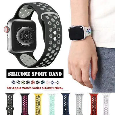 $9.99 • Buy For Apple Watch Series 6 SE 5 4 3 44/42/40/38 MM SILICONE Sport Strap Soft Band