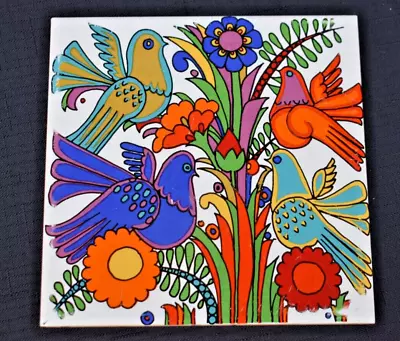 Vintage 70's Villeroy & Boch Acapulco Ceramic Art Tile Trivet Mid Century Mod • $24.99