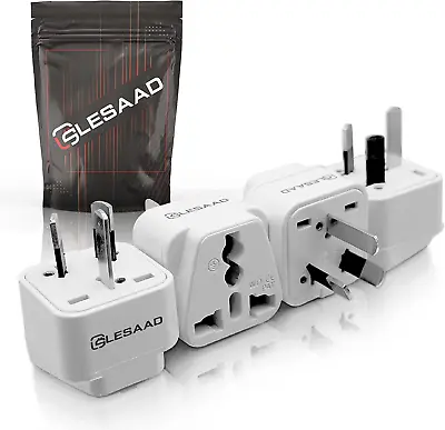 $21.45 • Buy LESAAD Travel Adapter, Pack Of 4 With Universal Safety Grounded 3-Pin, Internati