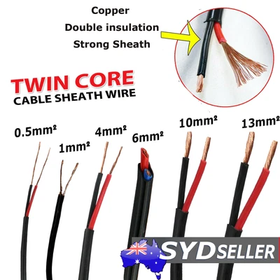 $18.59 • Buy 2 Sheath Twin Core Cable 1 2.5 4 6mm Caravan Trailer Extension 12V Wire 9-20AWG