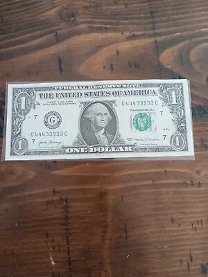 Fancy Serial Number 2017 1 Dollar Bill 34s 43s • $1.99