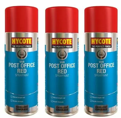 £17.99 • Buy Hycote Post Office Van Red Fast Drying Aerosol Spray Paint 400ml *3