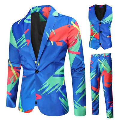 Men Coat Business Formal Slim Fit Suit Set Party Pants Wedding Blazer 3pcs • $97.65
