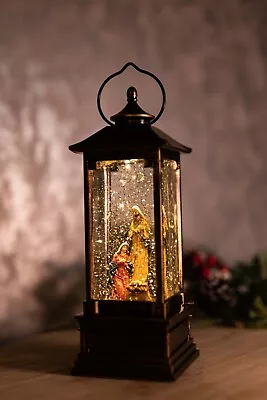 Christmas Nativity Scene Snowglobe LED Lantern Light Up Snow Shaker Home Xmas • £17.99