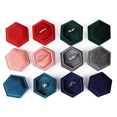 Hexagon Velvet Ring Box Jewelry Box Display Holder  For Wedding Engagement;b$ • $2.81