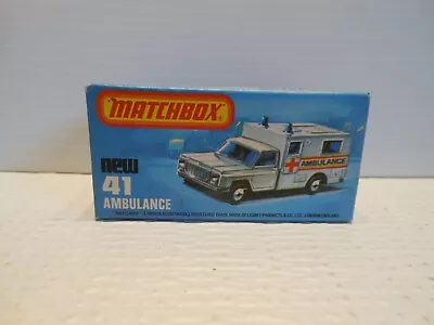 Matchbox 75 Lesney Superfast #41 White Ambulance Truck New In Box • $10