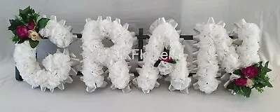 GRAN Artificial Silk Funeral Tribute Any 4 Letter Name Flower Wreath SIS MUM • £54.99