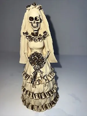 Skeleton Santa Muerte Statue Figurine La Catrina Aresania Mexicana Bride 8” Tall • $48