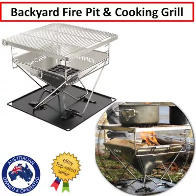 Darche Stainless Steel BBQ Fire Pit Portable Campfire Foldable Barbeque Grill Me • $189