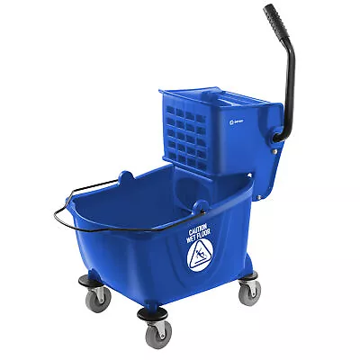 26 Quart Commercial Mop Bucket With Side Press Wringer Blue • $59.99