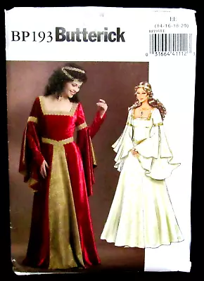 Medieval Renaissance Gowns Dress Size 14 16 18 20 Butterick BP193 Uncut Pattern • $14.99