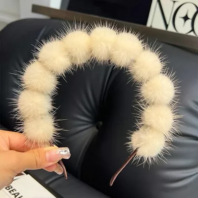 Women's Cute Real Mink Fur Headband Hair Band Hair Hoop Hairpin Hair Accessories • $15.99