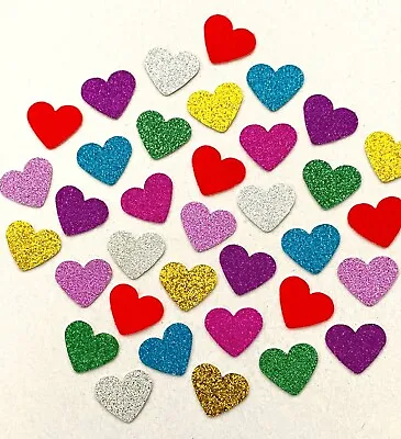 SPARKLY HEARTS CARD HEARTS SMALL CARD MAKING CRAFT SCRAPBOOK 1.5cm PACK OF 100 • £1.05