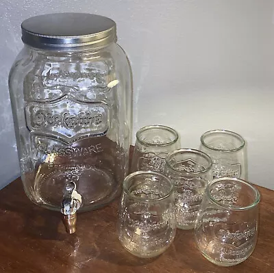 Yorkshire 2 Gallon Mason Jar/Jug Beverage Dispenser & 5 Yorkshire Glasses • $59.99