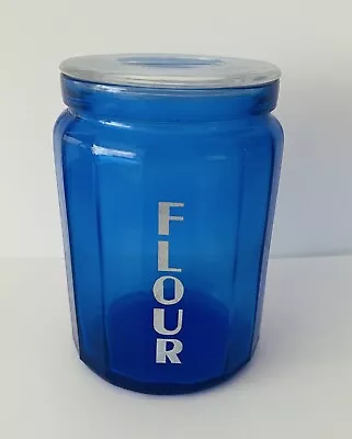 Vintage Hazel Atlas Blue Glass Flour Canister   • $120