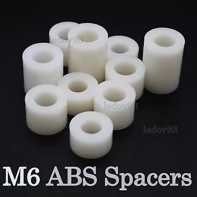 M6 6mm WHITE ABS Plastic SPACER STANDOFF THICK Round NYLON Washers • £2.49