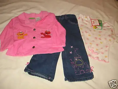 NWT SESAME STREET  Elmo & Zoe  ( 3 Piece ) Jacket / Shirt / Pants  • $23.99