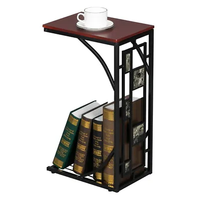 C Shaped Small Narrow End Side Chair Side Table Slim Snack Accent Tables Laptop • $37.59