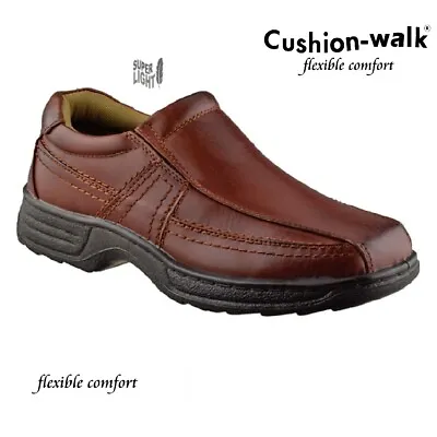 Mens Cushion Walk Lightweight Wide Fit Slip On Casual Walking Boat Driving Shoes • £19.99