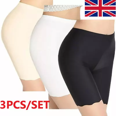 3x Ladies Safety Boxer Shorts Anti Chafing Cotton Long Leg Knickers Underwear UK • £9.99