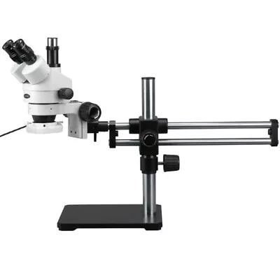 AmScope Trinocular Stereo Microscope 3.5X-180X +Ball Bearing Stand+144 LED Light • $1485.35