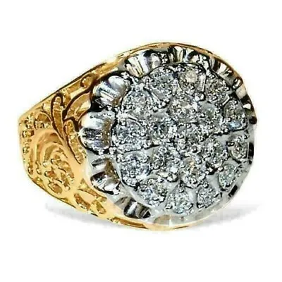 2.5CT 14K Yellow Gold Plated Men's Kentucky Cluster Simulated Wedding Ring Fancy • $111.99