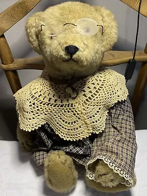 Twila Burnley Dressed Teddy Bear Plush Bear With Glasses Jointed Hand Stuffed • $34.99