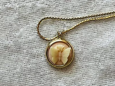 Trifari Vintage Butterfly Cameo 3D Pendant For Necklace Gold Tone  • $7