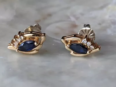 Genuine 14k Sapphire Earrings Pre-owned Excellent • $139