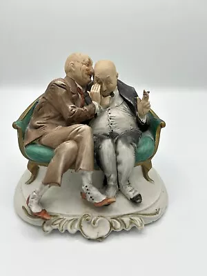 Capodimonte Porcelain The Joke Music Box Two Men Talking Pucci  • £60