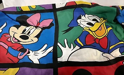 Vintage Disney Mickey Minnie Mouse Donald Duck Goofy Bed Sheet Flat Twin • $24