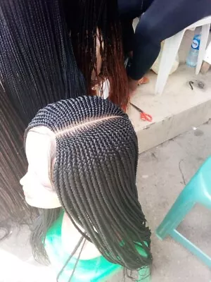 £65 • Buy Cornrows Braided Lace Wig And Short Briadswig  Tiny Twist Handmade