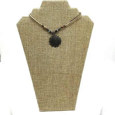Men's Black Stone Celestial Sun Pendant Handmade Natural Surfer Necklace  • $5.82