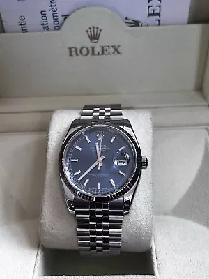 2006 Rolex Datejust 36MM Blue Baton Dial Jubilee Bracelet - 116234 • £6250