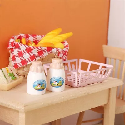 1Set 1:12 Dollhouse Miniature Milk With Basket Drink Model Kitchen Decor ~yq • $9.96