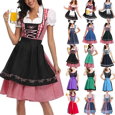 £22.09 • Buy Womens Oktoberfest Beer Maid Costume German Bavarian Traditional Dirndl Dress