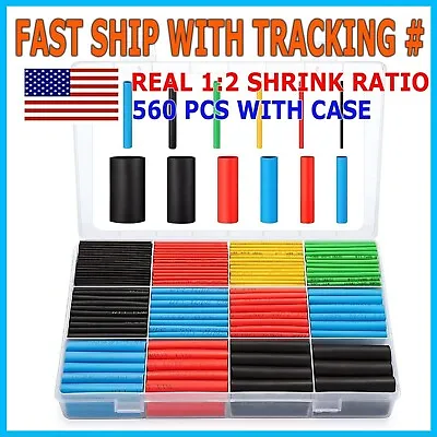 560Pcs HEAT SHRINK TUBING Insulation Shrinkable Tube 2:1 Wire Cable Sleeve W BOX • $4.79