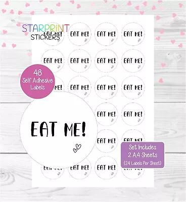 Eat Me Stickers 48 Labels Wedding Favours/Party Treat Bags/Sweet Cones/Cakes • £3.54