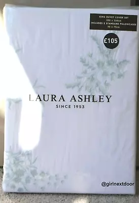 Next Laura Ashley Cotton King Brigette Embroidered Duvet Cover Bedset A40283 • £77