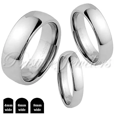 Tungsten Carbide Silver Dome Wedding Band Men Women Comfort Fit Ring 4mm 6mm 8mm • $13.56