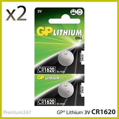 2 X GP CR1620 Lithium Cell Battery DL1620 3v For Watches Calculators Longest EXP • £2.69